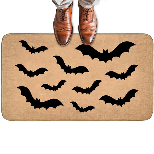 Turamurra Halloween Bats Doormat for Front Door Outdoor Indoor, Non-Slip Welcome Mat with Gothic, Entry Rug for Porch, Home, Office, Living Room, Bathroom Decor 29.5x17 Inch