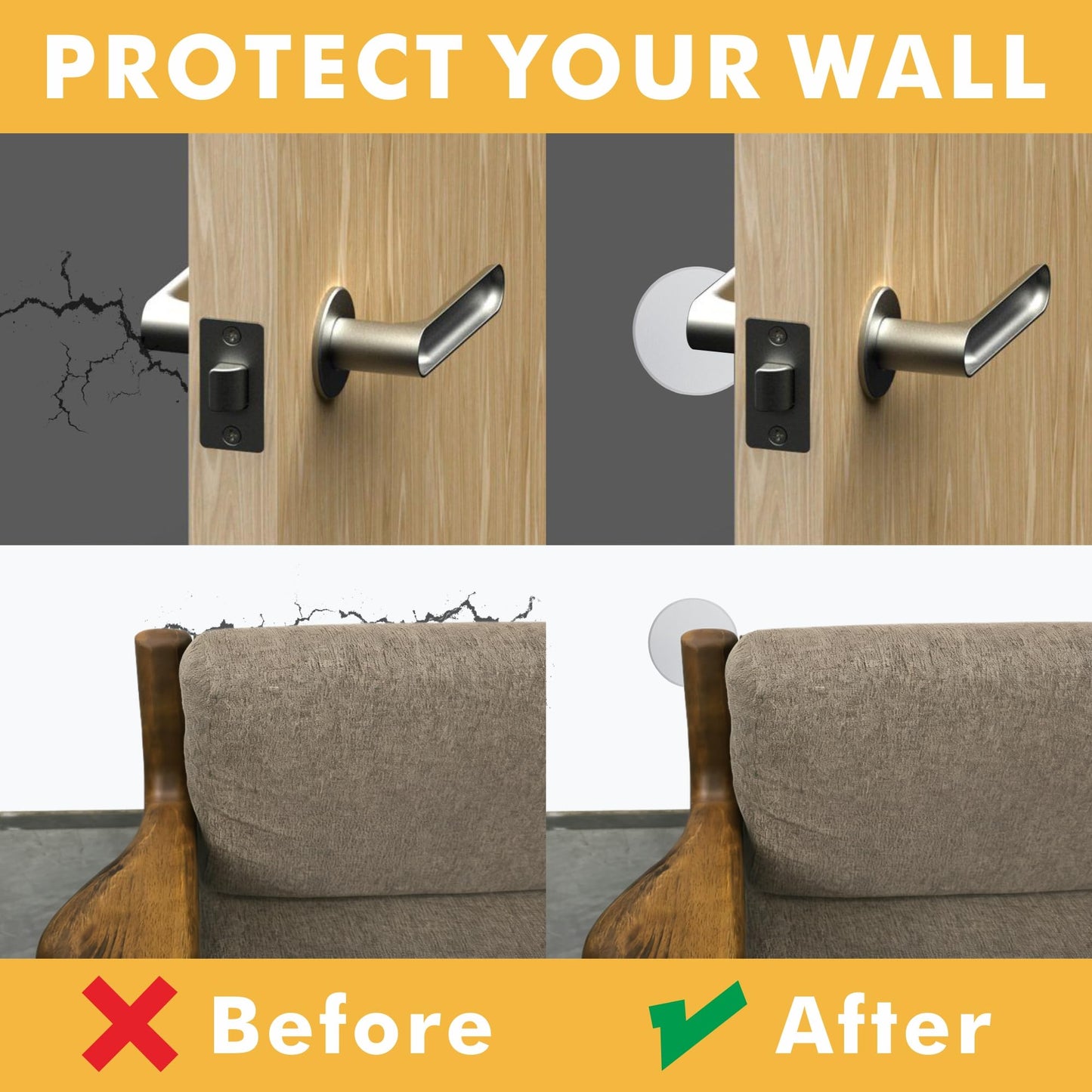 5PCS 5" Door Knob Stoppers Value Pack,Wall Protectors with Strong Adhesive,Wall Protector for Door Handle,Home Wall & Door Handle Stoppers,Guard Door Bumpers Stoppers,Rigid Vinyl Wall Protector