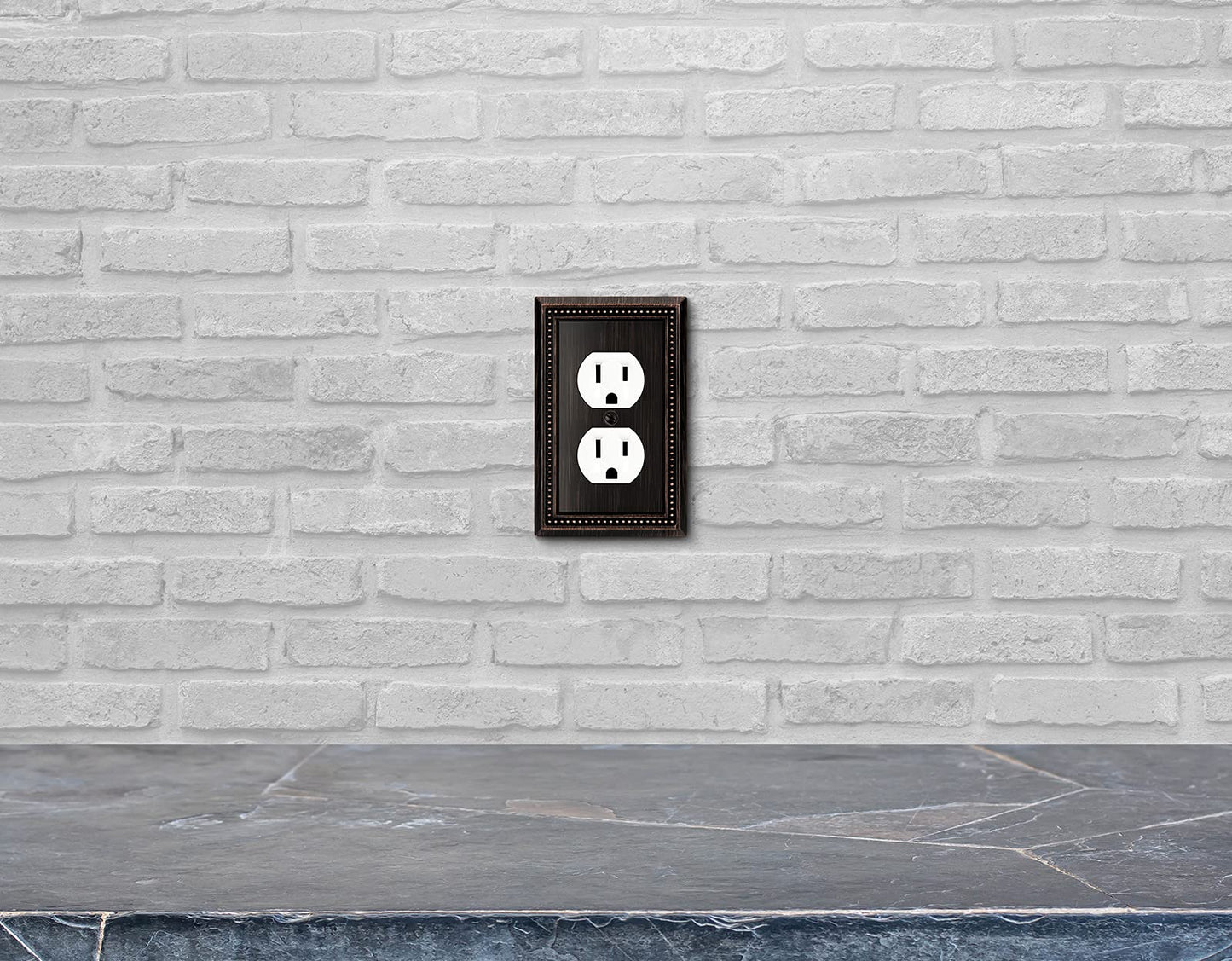 Henne Bery Sunken Pearls Heavy Duty Decorative Wall Plate Switch Plate Outlet Cover (Single Duplex, 2 Pack, Aged Bronze)