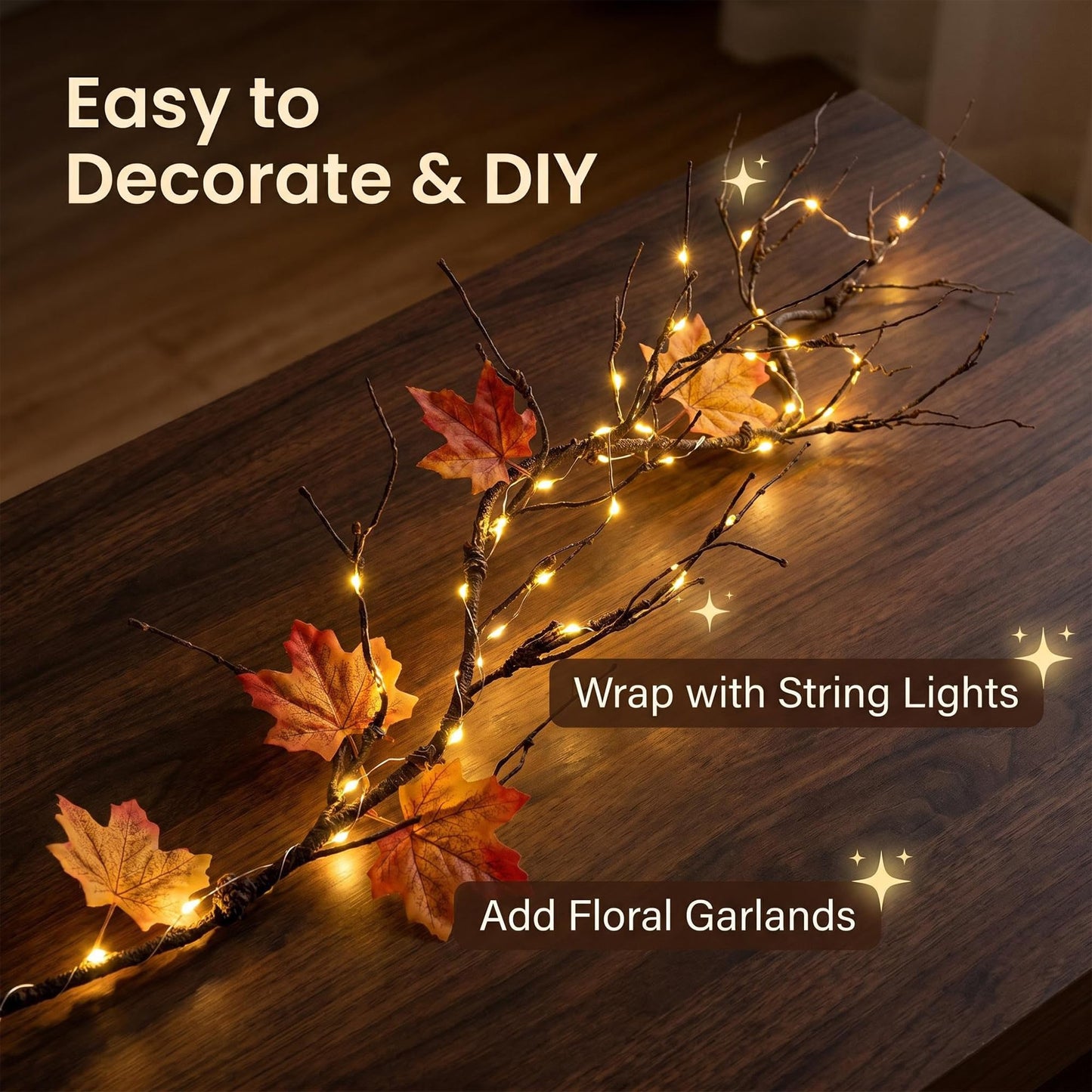 4Pcs Artificial Creepy Flexible Tree Branches Twigs Garland Halloween Decor