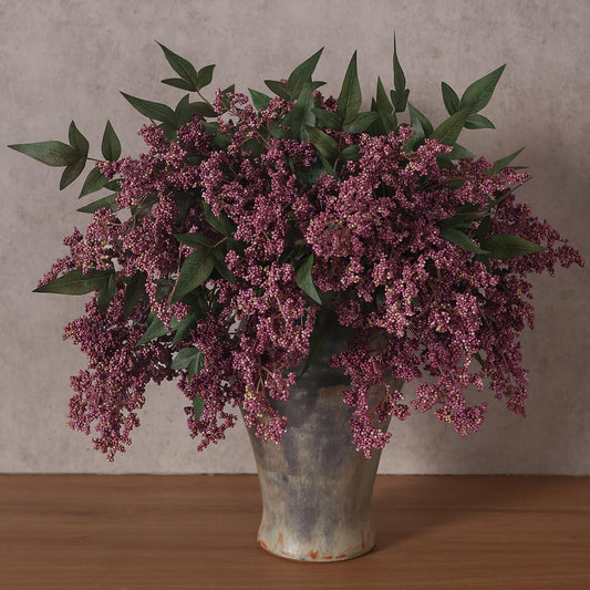 12 Pcs 17" Artificial Nandina Berry Stem, Faux Berry Spray(Dusty Plum)