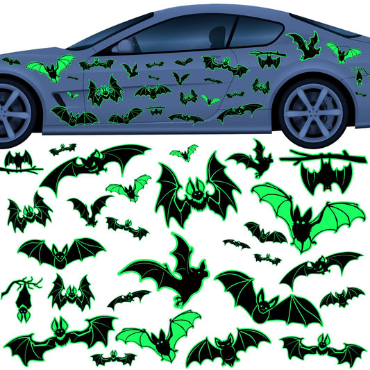 28 Pcs Halloween Magnets Decoration Glow Halloween Car Bats Magnet Stickers Luminous Fridge for Garage Metal Door Kitchen Spooktacular Decoration