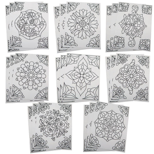 S&S Worldwide-CF-13531 Color-Your-Own Stained Glass Window Clings (Pack of 24), 7inx8in
