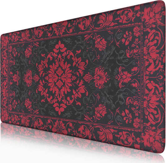 Victorian Gothic Floral Desk Mat Black Red Baroque Desk Pad Dark Academia XXL Large Mouse Pad Vintage Aesthetic Office Decor Mat for Desktop