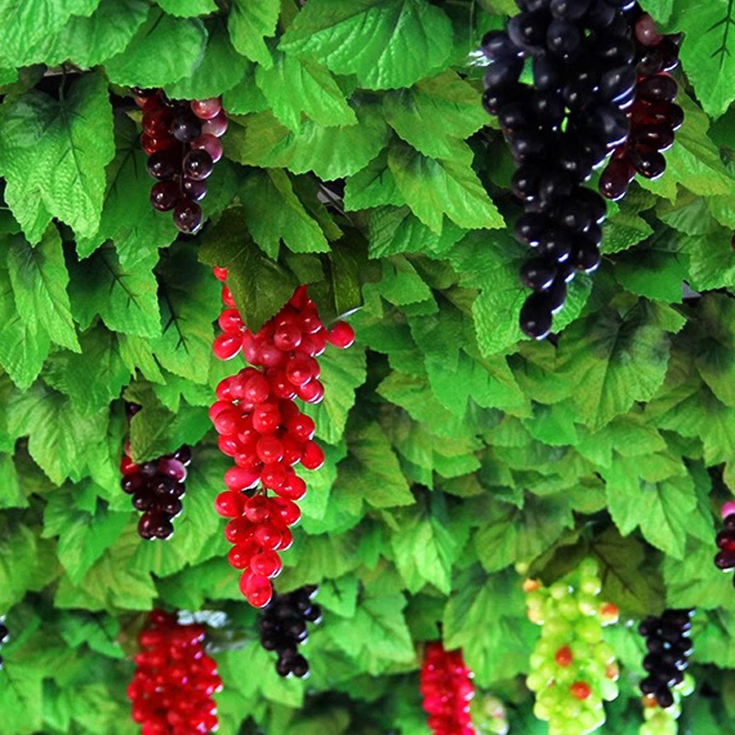 Bairdish 5 Pcs Artificial Grape Vines Fake Hanging Plant Decoration Faux Plants Garlands Hanging Leaves for Wall Home Living Room Wedding Party Indoor Outdoor Decor(36 Pieces of Leaves)