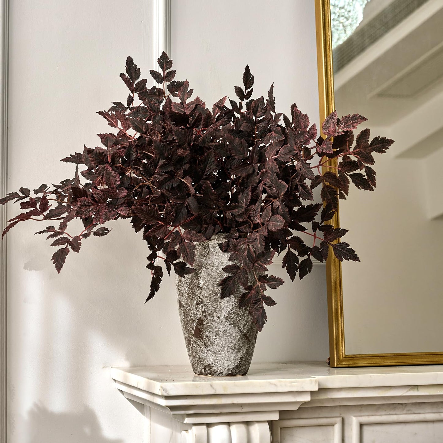 VICAMB 4 Pack 23.6in Artificial Cimicifuga Plant Leaf Spray,Faux Plum Purple Cimicifuga Leaf Bundles,Fall Faux Stems and Branches for Vase,Wedding/Autumn/Farmhouse/Home Decor