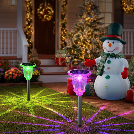 Solar Pathway Lights Outdoor 2 Pack, 10 Modes RGB Color Changing & White Solar Garden Lights, 17.5" IP65 Waterproof Glass Stainless Steel Solar Powered Landscape Lights for Yard Walkway Driveway Patio
