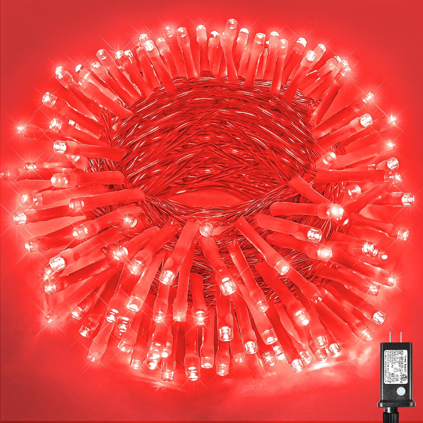 200 LED Red Christmas Lights 66ft String Lights Indoor 8 Modes Clear Wire Connectable Waterproof Plug in Twinkle Fairy Light for Bedroom Indoor Outdoor Christmas Tree Decorations