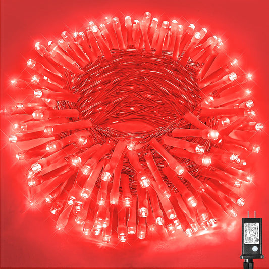 200 LED Red Christmas Lights 66ft String Lights Indoor 8 Modes Clear Wire Connectable Waterproof Plug in Twinkle Fairy Light for Bedroom Indoor Outdoor Christmas Tree Decorations