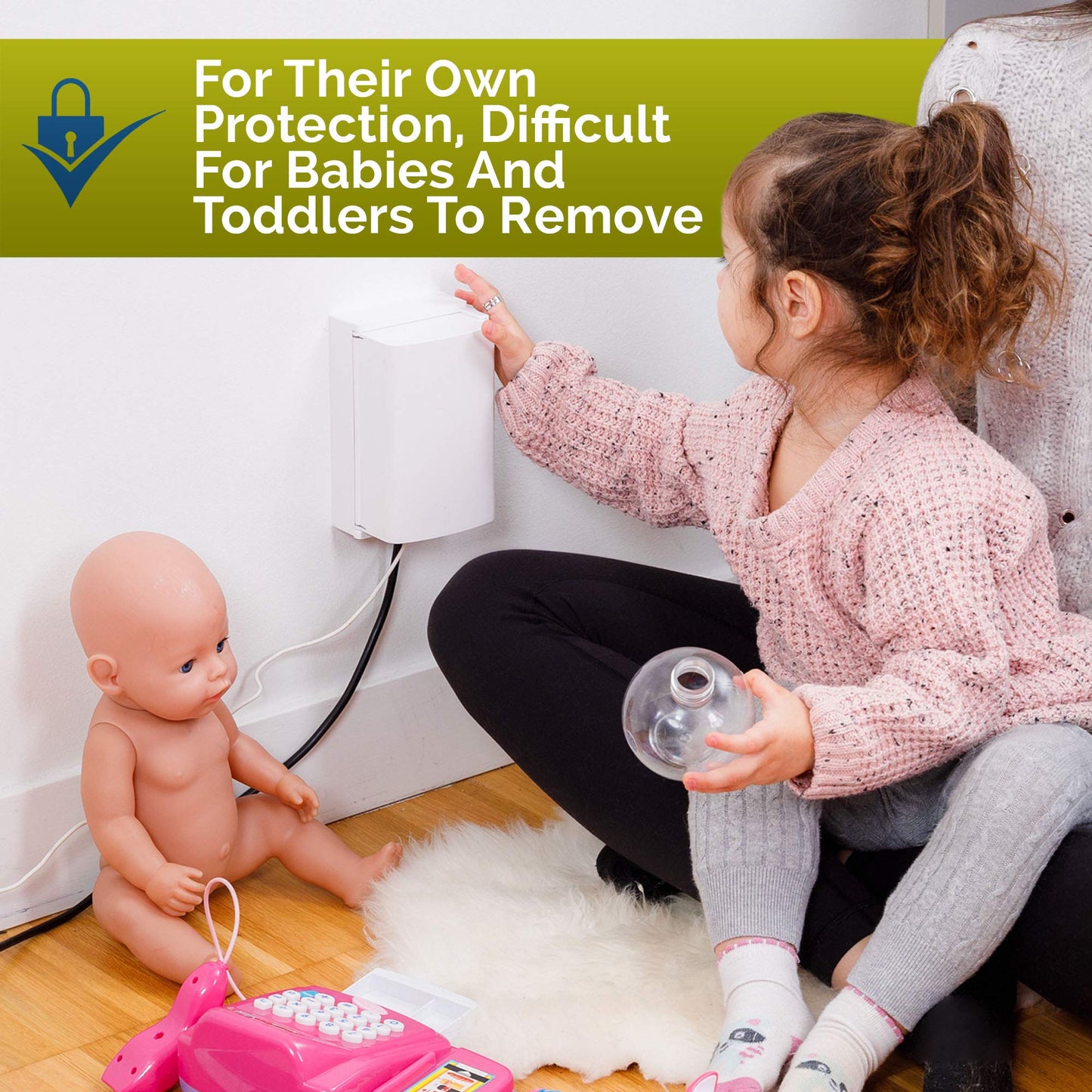Outlet Cover BOX Baby Proofing (2 Pack) Patented Dual-Lock for Much Better Toddler Proofing, Easier Operation, Simple 3 Step Install with Included Screws. Provides Extra Space Inside for Plugs (White)