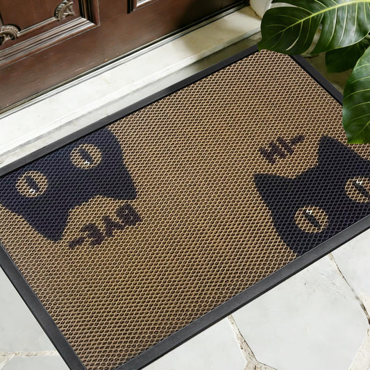 Black Cat Door Mat, High Stretch Elastic Silk Doormat, Non-Slip Rubber Funny Welcome Front Doormat Outside Entrance, Outdoor Door Mat for Patio, Quick-Dry & Heavy-Duty, 17" x 30"