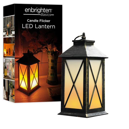 Enbrighten Basics Flameless Candle LED Lantern, Battery Operated, Warm Color, with Timer, Great for Indoor Decor, Bedroom, Kitchen, Living Room 76653