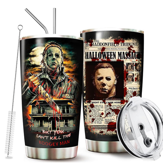 Horror Tumbler with Lid and Straw - Gift for Men, Women Who Love A Good Scare - Valentines Day Coffee Cup - Gifts for Friend on Birthday, Anniversary - Valentines Decorations - Horror Tumbler 20 Oz