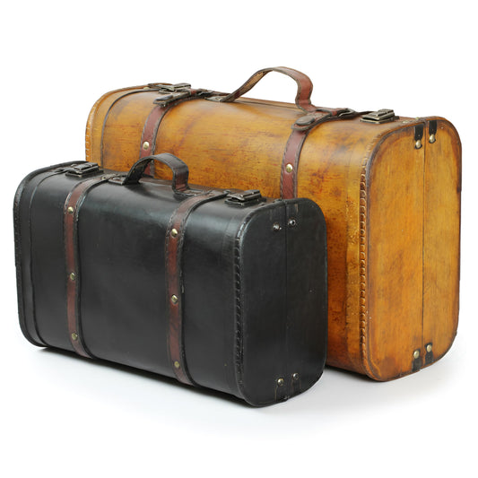 Vintiquewise Vintage Keepsake Trunk & Suitcase Set of 2, Decorative Storage Chest, Vintage Style Luggage, Memory & Bridal Trunk, Vintage Storage Box