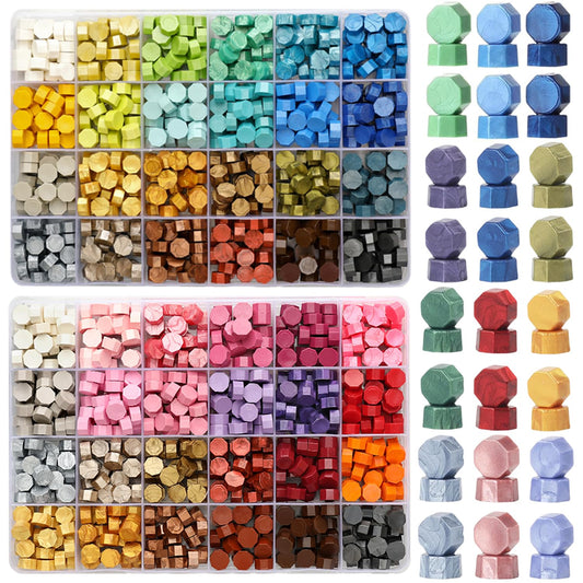 WUERLIN 1200pcs Wax Seal Beads,48 Assorted Color Sealing Beads Ideal for Wax Seal Stamp Wedding Letter Envelope Decor Wine Bottle Sealing (Multi Color)