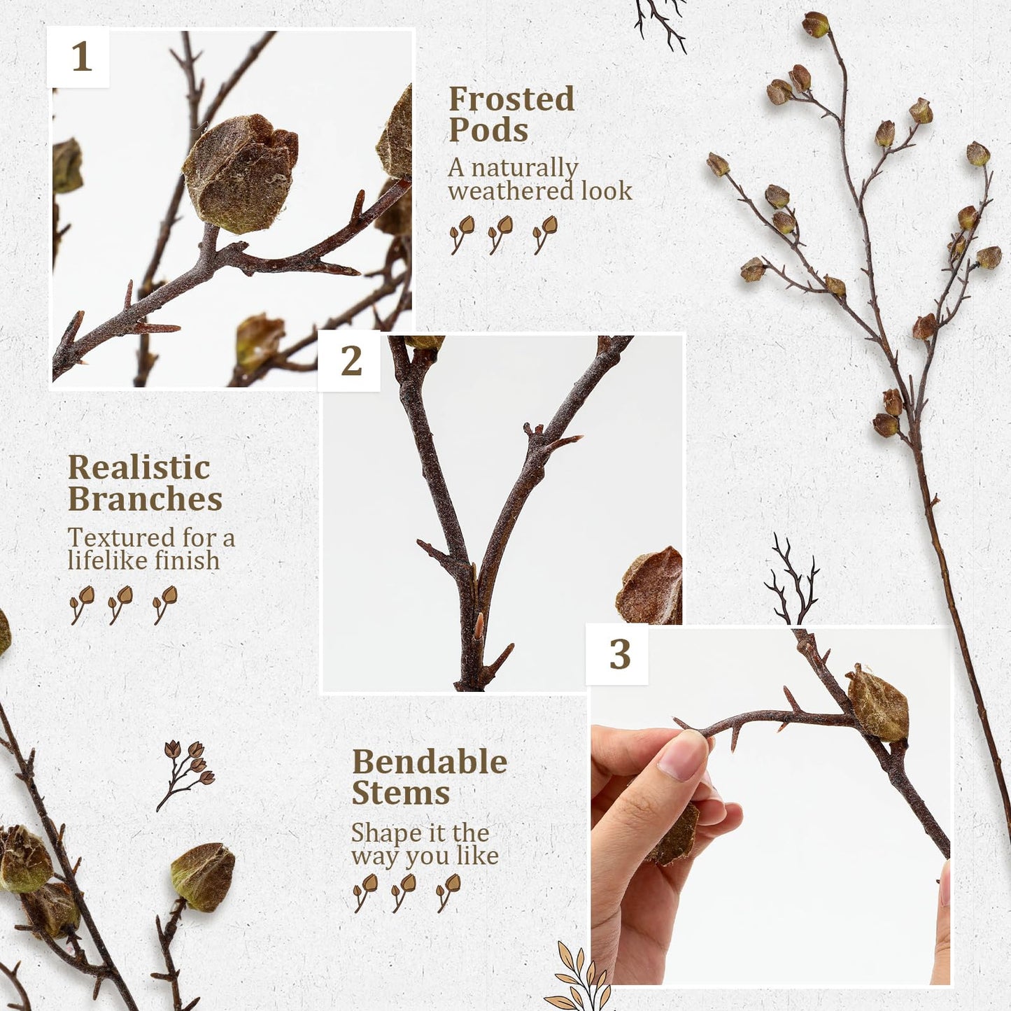 Hotop 6 pcs Artificial Berry Stems, 35.4in Faux Fall Branches for Tall Vases Long Stems Floral Realistic Spray Picks for Fall Home Mantel Vase Farmhouse Wedding DIY Decorations