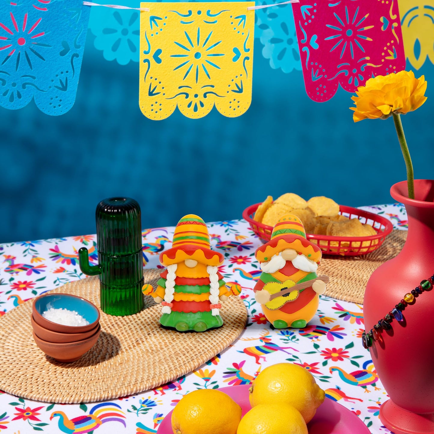 Uniboho Cinco de Mayo Decorations Cinco de Mayo Gnomes Fiesta Gnome Mexican Taco Tuesday Home Kitchen Tiered Tray Decorations