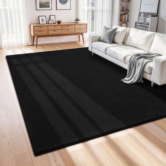 ISEAU 4x6 Rug for Bedroom, Soft Memory Foam Carpet with Upgraded Non-Slip Silicone-Grip Bottom, Fluffy Shaggy Machine Washable Rugs for Living Room Kids Boys Girls Dorm Nursery Office Playroom, Black