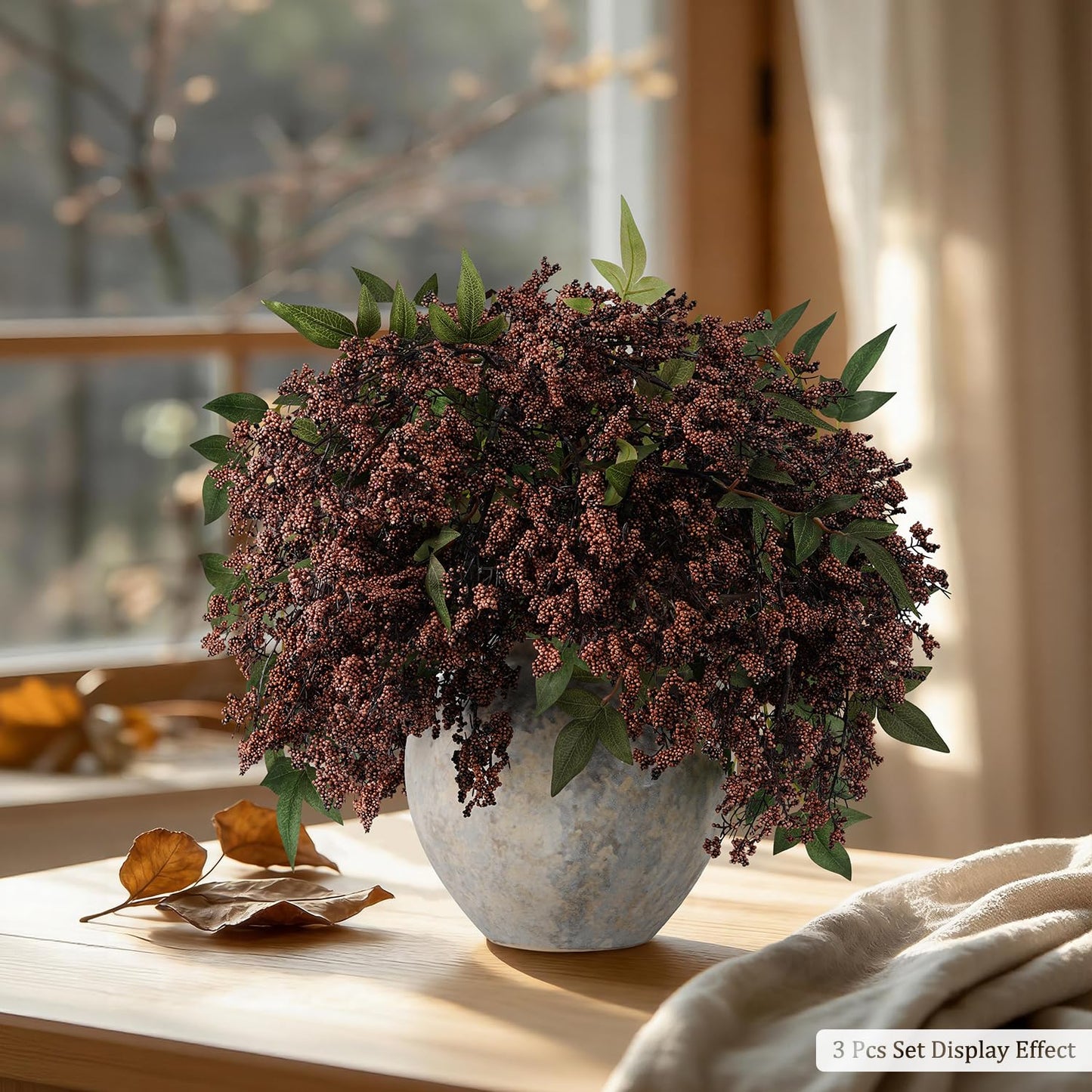Miaikoe 1 Pcs Artificial Berry Stem 36" Realistic Flowers Picks Branches Faux Stem Spray DIY for Holiday Seasonal Farmhouse Mantel DIY Home Decorations (Dark Brown)