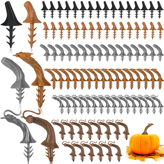 Maitys 96 Pcs Thanksgiving Fake Pumpkin Stems Plastic Pumpkin Stems for Crafts DIY Harvest Supplies Artificial Crafts for Halloween Thanksgiving Decoration