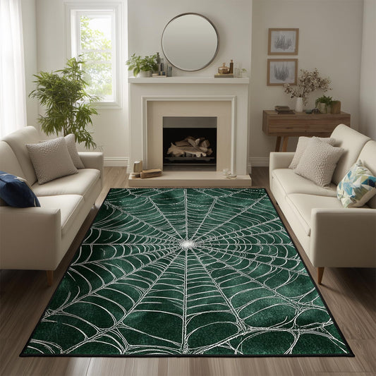keepcute Spider Web Area Rug 5x7 ft Non-Slip Gothic Rug Spiderweb Floor Carpet Decor for Living Room Bedroom Living Room Study Carpet