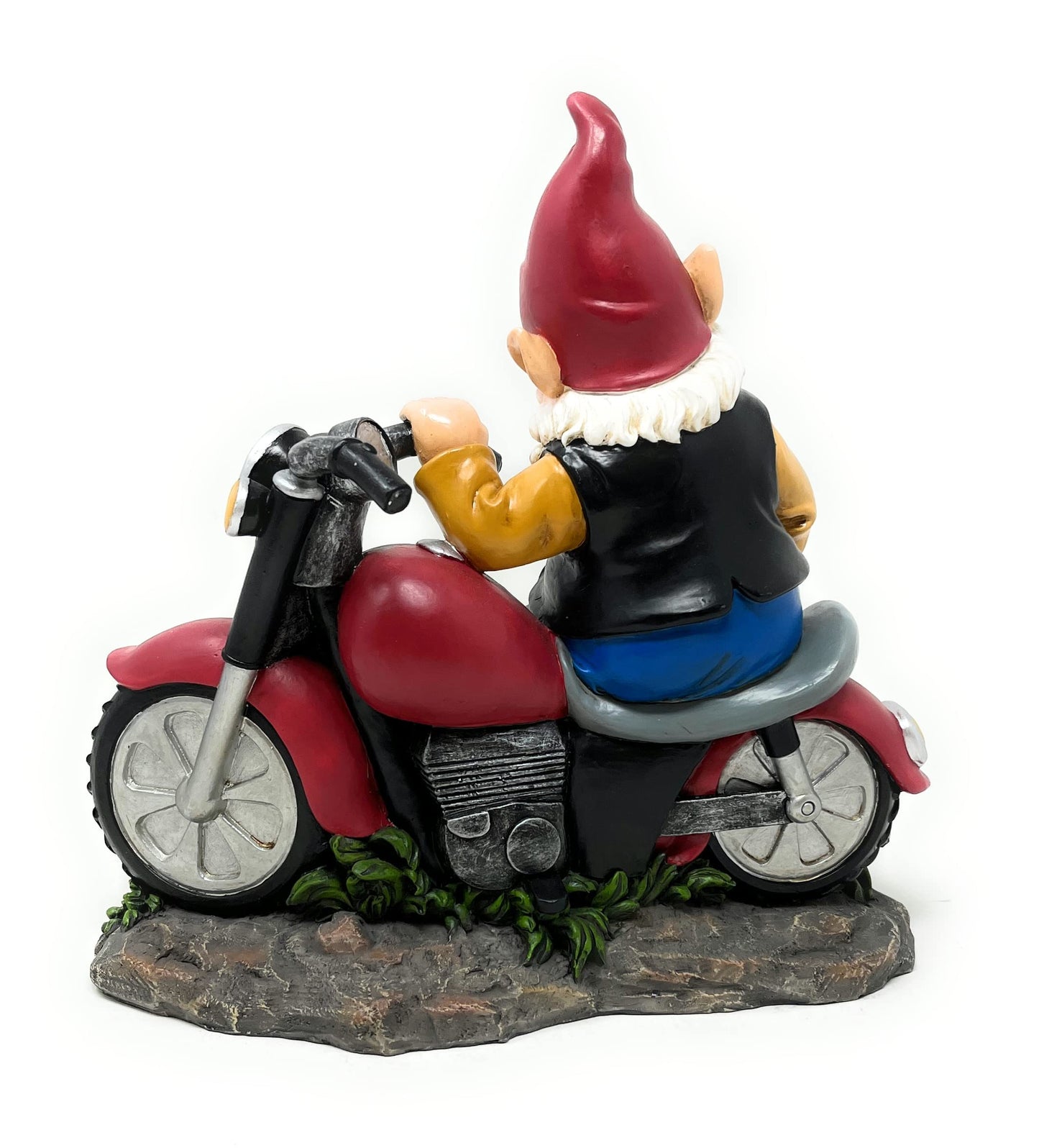 Nature's Mark Motorcycle Biker Gnome Posing with his Harley Resin Statue Figurine Home Decorative Accent Décor (9.45" H)