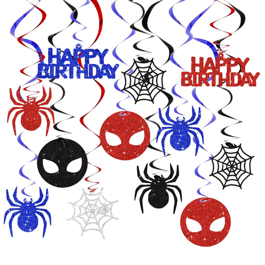 BEISHIDA Spider Birthday Hanging Swirl Decorations Pre-Strung Hero Theme Party Decorations Kids Spider Birthday Baby Shower Decor Supplies