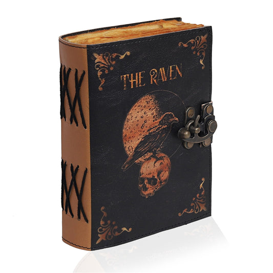 Leather Gothic Journal Magical Raven Skull Spiral Notebook Mystery Crow Journal Grimoire Witchcraft Spellwork Journal Great for Halloween and Raven Lovers Aesthetic Leather Journal for Men and Women