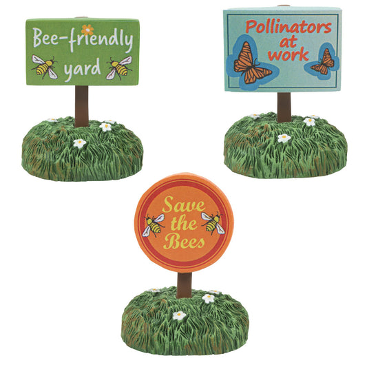 Department 56 Village Halloween Accessories Bee Friendly Signs Figurine Set, 1.875 Inch, Multicolor