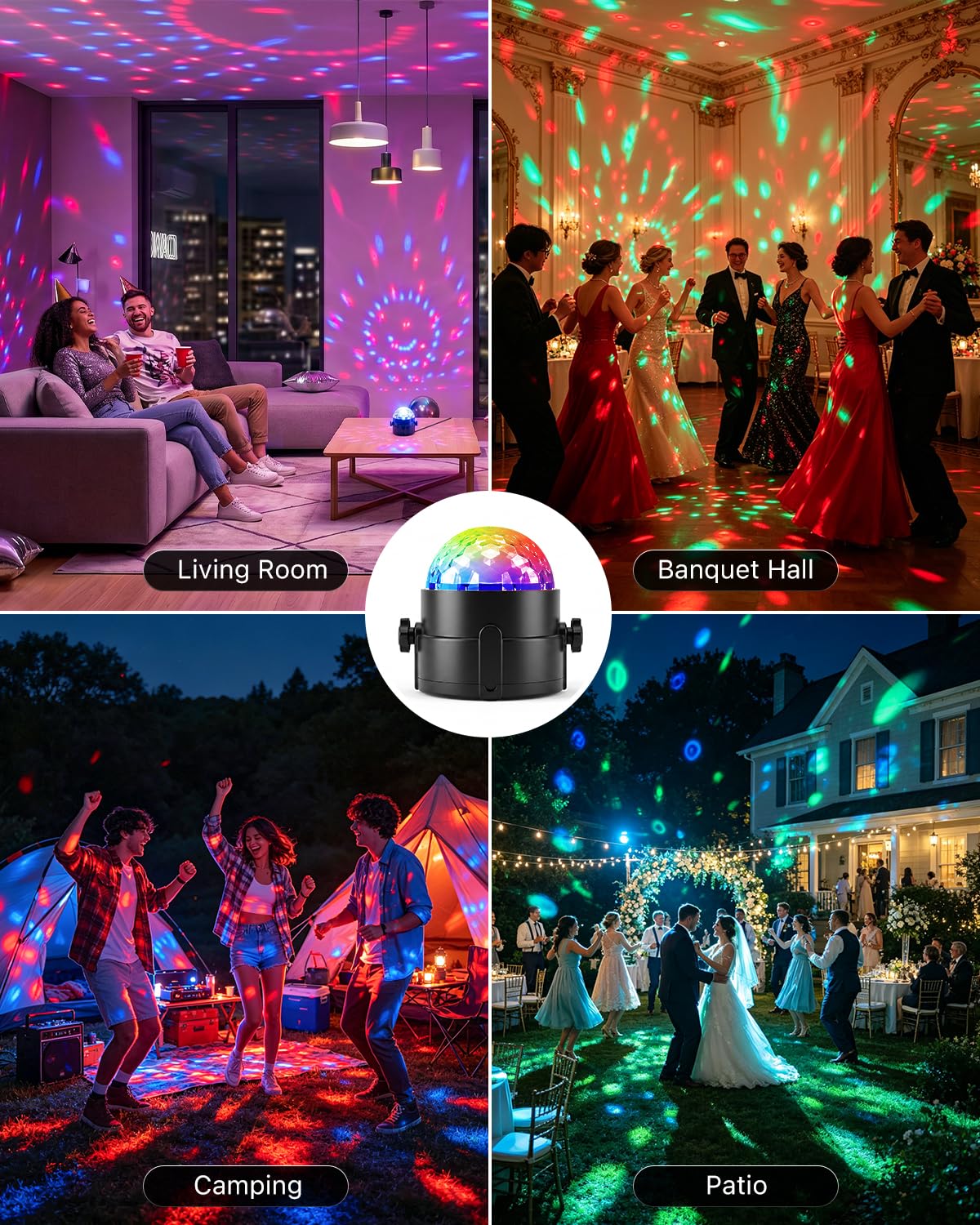 3 Pack Disco Ball Lights with Remote Control, Dynamic Sound Activation RGB Party Lighting for Room Home Dance Karaoke Parties, Portable Strobe LED DJ Lamp for Christmas & Halloween Decor and Kids Gift
