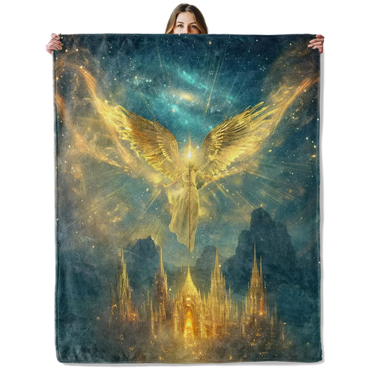 Colorful Angel Fantasy Throw Blanket for Girls Boys Kids Adults, 50x60 in, Cozy Flannel Blanket for Bedroom, Camping, Couch, Room Decor, Fuzzy Warm Soft Gifts