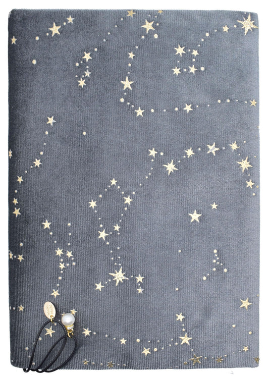 BLBMH A5 Journal Cover | Non-Stretch Fabric Notebook Cover with Bookmark, 5.5x8.3 Washable Privacy Protector for Paperback Bible Hardcover, Gift for Women - Velvet Grey