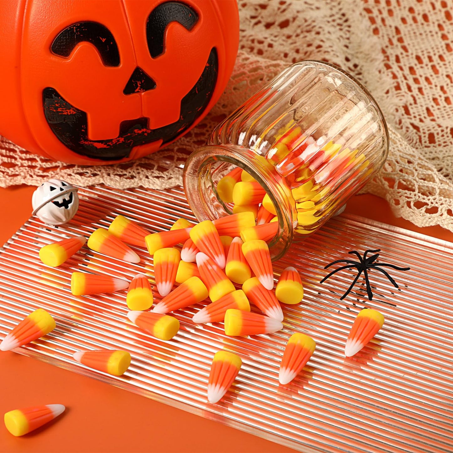 JUNEBRUSHS 50 Pcs Fake Candy Corn Resin Halloween Table Decorations
