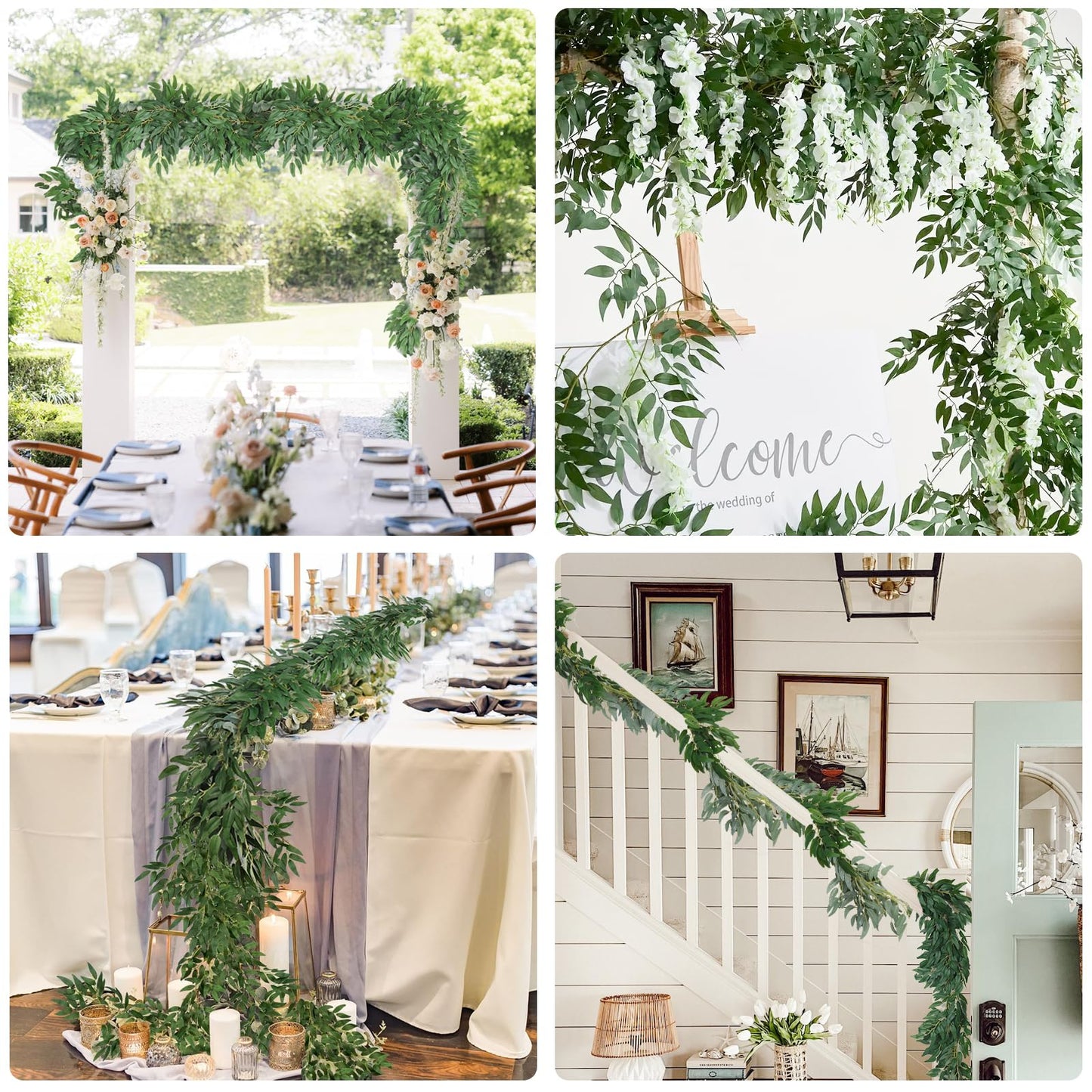 RECUTMS Artificial Willow Leaves Vine Twigs 2Pcs 6.2Ft Fake Hanging Plant Silk Leaf Ivy Garland Faux Italian Ruscus Greenery Indoor Outdoor Wedding Arch Jungle Beach Birthday Party Garden Decor