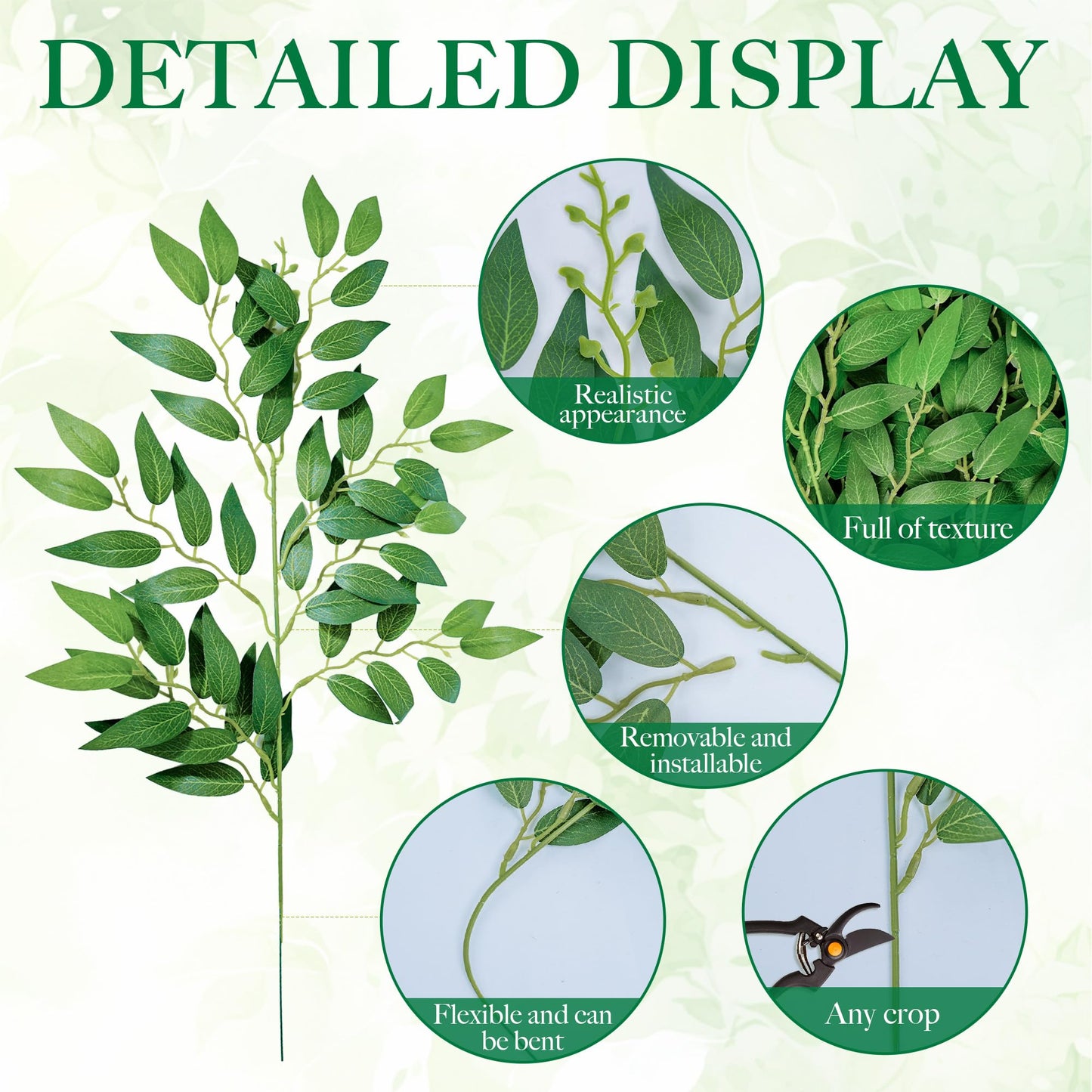 NKLTD Fake Leaves(24pack) Faux Greenery Stems,Silk Greenery,Artificial Tree Branches,for Table Decor for centerpieces Italian Decorations Floral Arrangements etc Reusable.