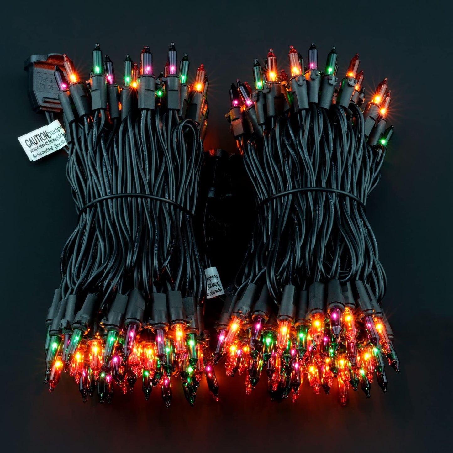 YULETIME 200 Orange Green & Purple Halloween Lights with Black Wire, Pack of 2 Sets 33 ft 100 Count UL Certified Christmas String Lights (Orange, Green & Purple)