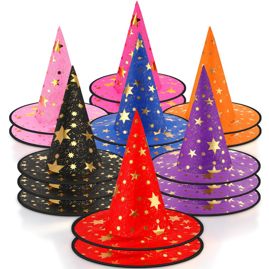 Newcotte 16 Pieces Witch Hats Halloween Costumes for Women Men Modern Witch Hats Fancy Dress Party Decorations (Multicolor)