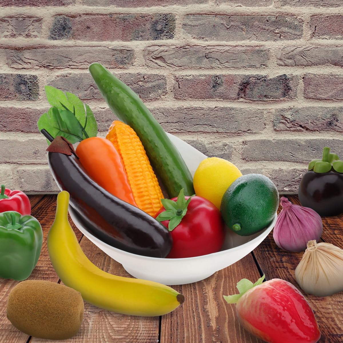 Meiwlong 16 Pcs Fake Vegetables,Realistic Artificial Vegetable & Fruits