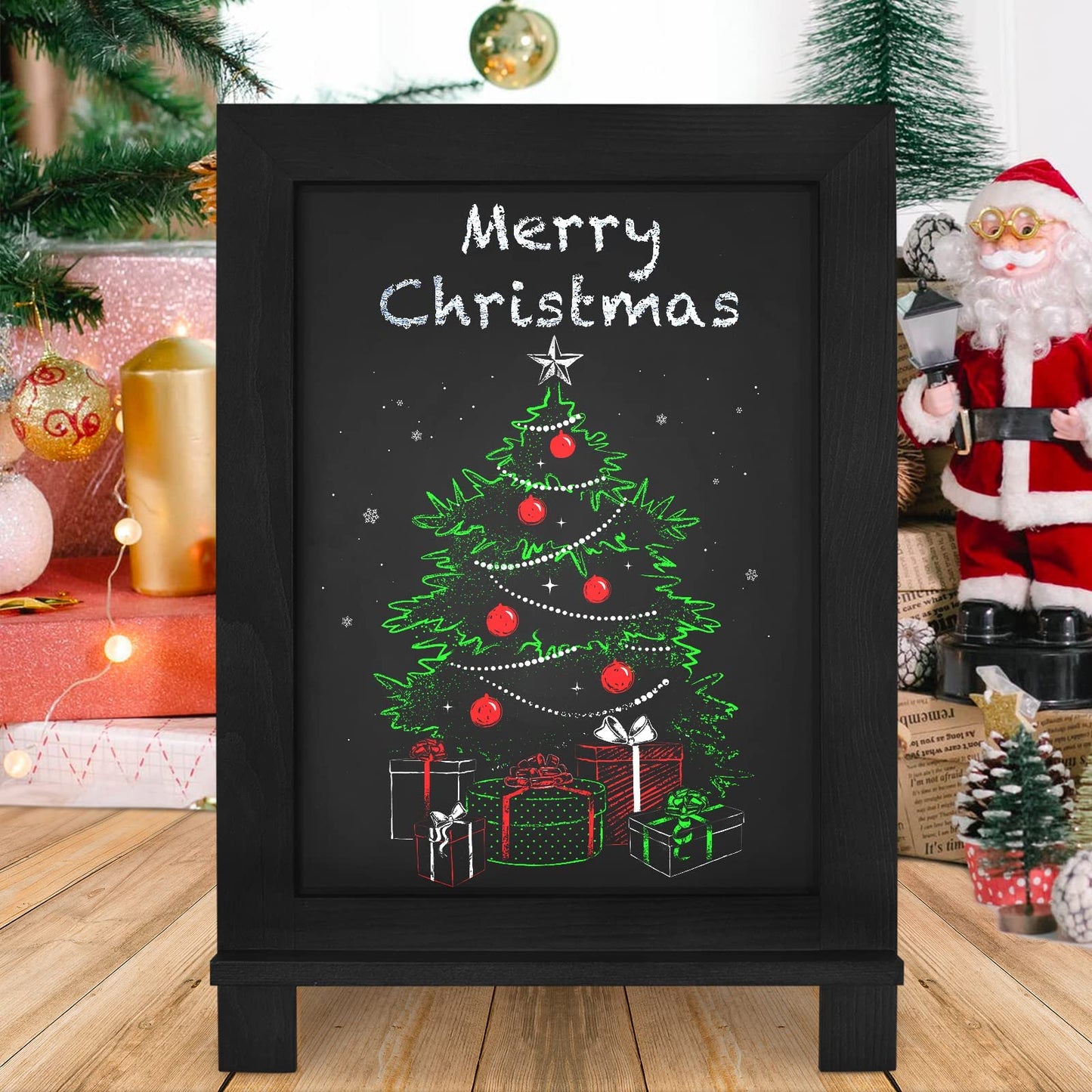 Egofine Wooden Chalkboard Sign, Tabletop with Stand Black, Magnetic Chalkboard Easel for Home, Cafe, Wedding, Kitchen Memo Board Décor