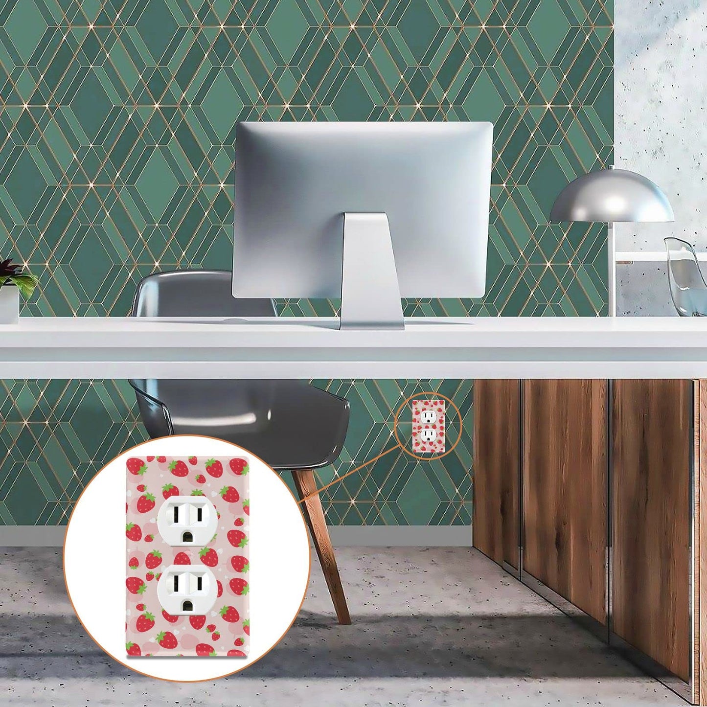 xigua Duplex Outlets Wall Plate Cover, Unbreakable Cute Kawaii Strawberry Electrical Plug Cover, Decorative Cover Standard Size 2 Gang 4.53" x 2.76" Screws Included - 1 Pack