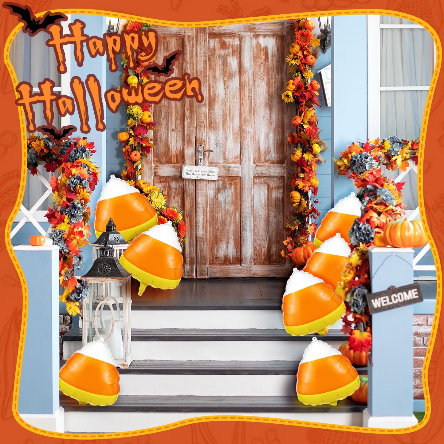 Hungdao 10 Pcs Halloween Candy Corn Foil Balloons 20 Inch Trick or Treat Candy Corn Large Inflatable Balloon for Halloween Party Supply Birthday Wedding Decorations