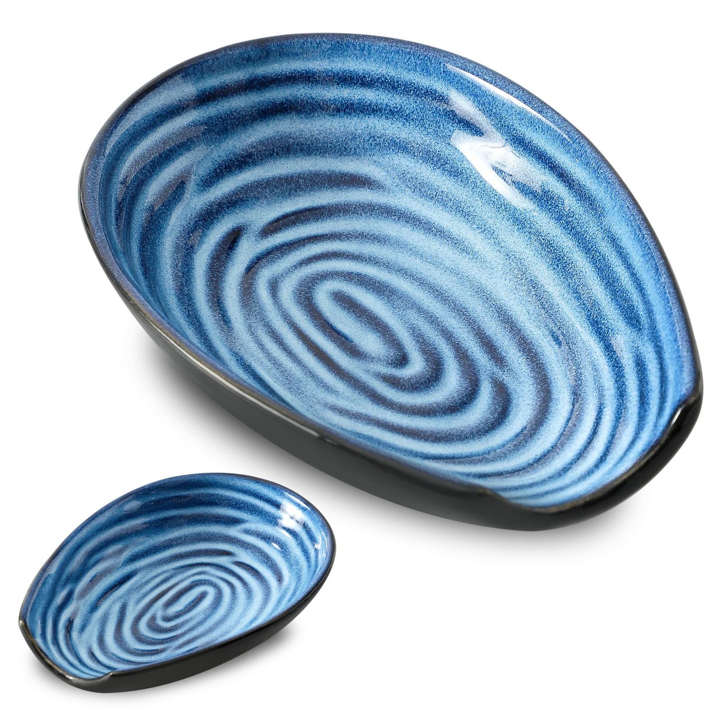 Hasense Ceramic Spoon Rest for Kitchen Counter, 5.7 Inch Blue Porcelain Spoon Holder Farmhouse Cooking and Coffee Spoon Rest for Stove Top, 1 PC