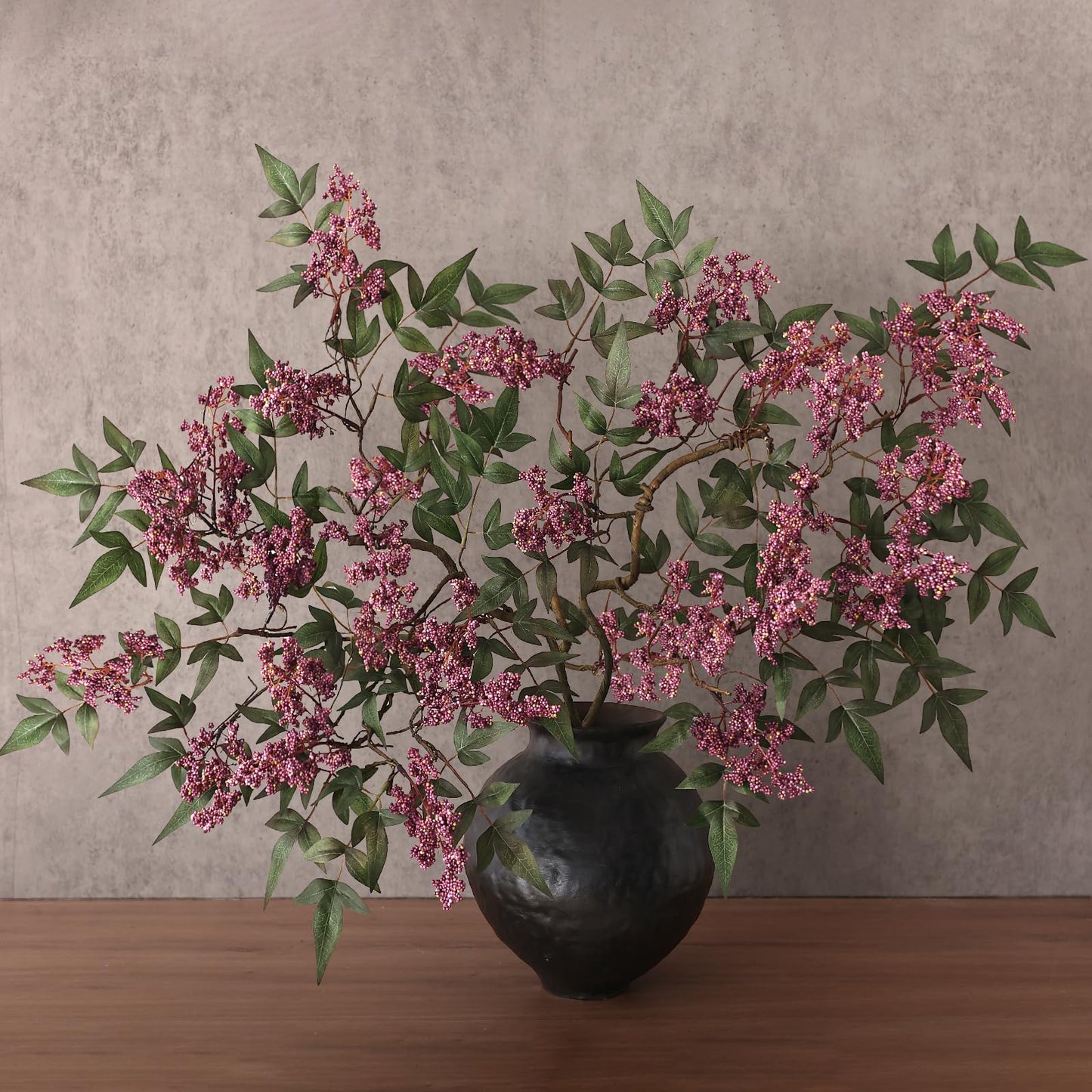 2 Pcs 36" Artificial Nandina Berry Stem, Realistic Berry Spray(Dusty Plum)