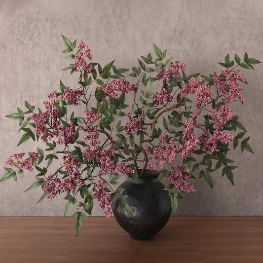 2 Pcs 36" Artificial Nandina Berry Stem, Realistic Berry Spray(Dusty Plum)