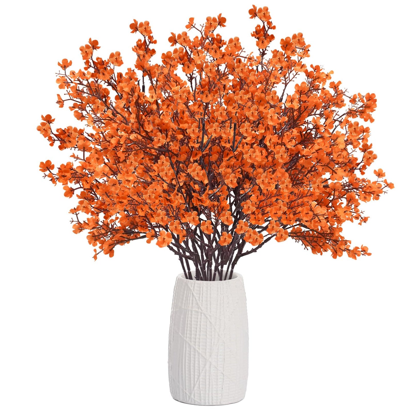 Uieke 15Pcs Artificial Fall Flowers Babys Breath Flower Bulk Fake Orange Silk Flowers Artificial Gypsophila Bouquet Floral for Home Festival Wedding Party Décor