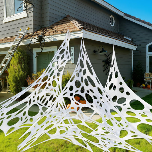 ComfyKit 820 Sqft Halloween Giant Spider Web Decorations Outdoor,Stretchy Beef Netting,Cut-Your-Own Beef Cloth Spider Web for Halloween Indoor Outdoor Decor