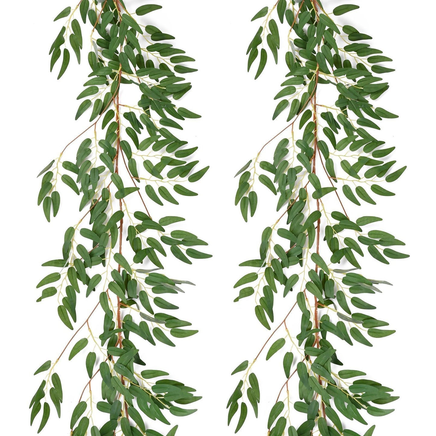 Artificial Willow Leaves Greenery Garland, 2Pack 5.7FT Hanging Willow Leaves Ivy Garland, Faux Silk Plant Vine Twigs for Wedding Arch, Garden Party, Indoor, Outdoor Decoration