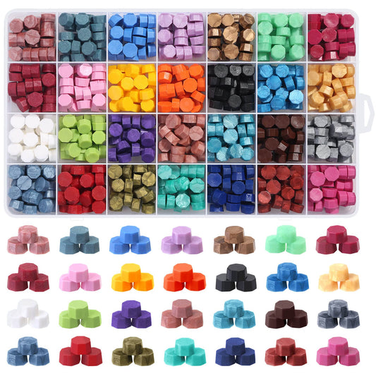 728pc Sealing Wax Beads - 28 Color Pellets for Letter Stamp Sealing & DIY Craft