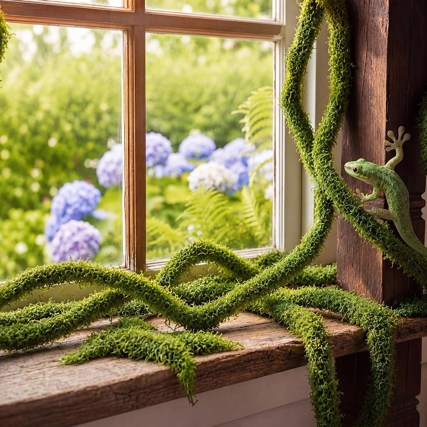Rivvlive 2 Pcs 94inch Total Artificial Moss Vines Bendable Fake Tree Branches Enchanted Forest Decorations DIY Jungle Fake Climbing Vines Hanging Moss Decor for Home Wedding Garden Landscape