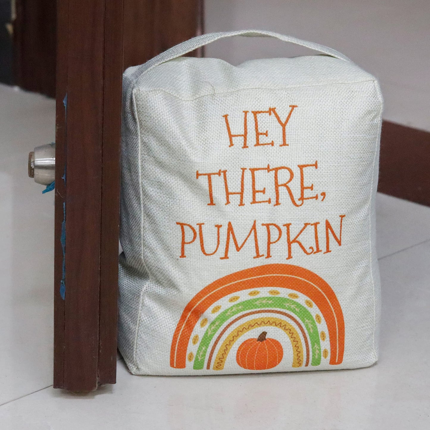 Weighted Door Stop Fabric Home Decor with Handle for Door Holder|Hey There Pumpkin Fall Decor Door Stopper,5" by 9"